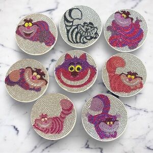 Hand Crafted Cheshire Cat Eight Piece Coaster Set